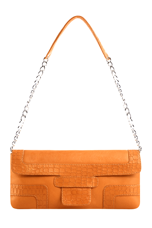 Apricot orange women's dress clutch, for weddings, ceremonies, cocktails and parties. Top view - Florence KOOIJMAN